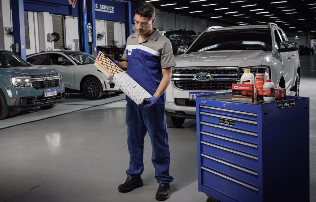 Serviços Ford América Funcionário Ford próximos a carros Ford