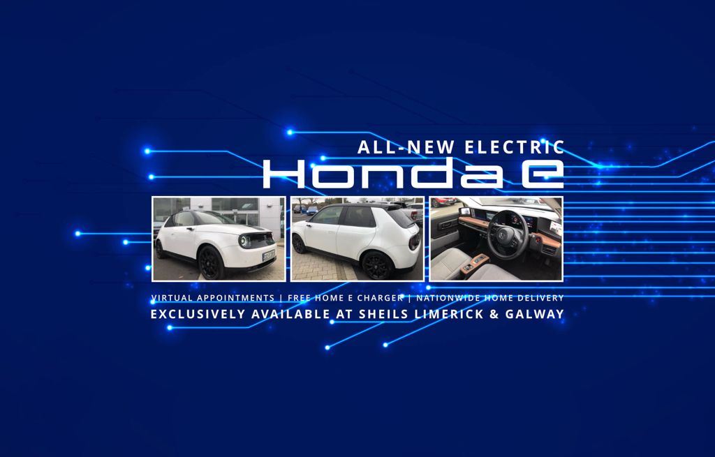 All-New Electric Honda e available at Sheils Limerick & Galway