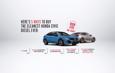 5 ways to buy a new 192 Honda Civic Diesel extended until 31st August