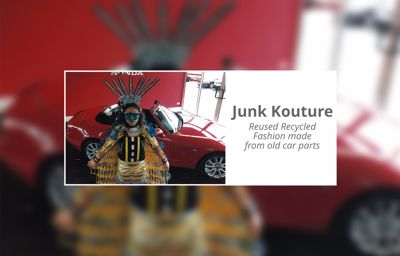 Junk Kouture garment made of recycled old car parts